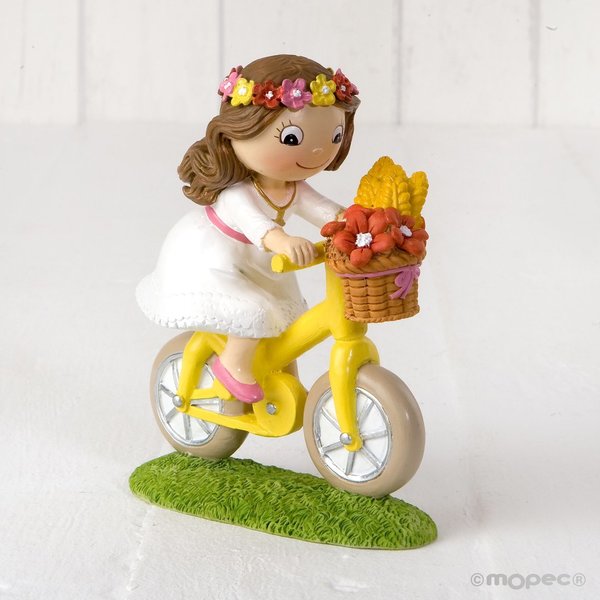 Figura pastís nena comunió amb bici 13,5cm