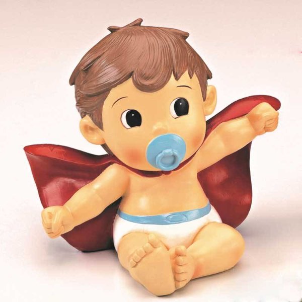 Figura, guardiola bebé super heroé  amb capa i panyals 7cm