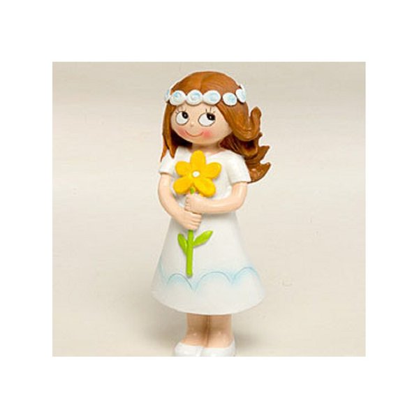 Figura comunió nena amb flor groga 16cm
